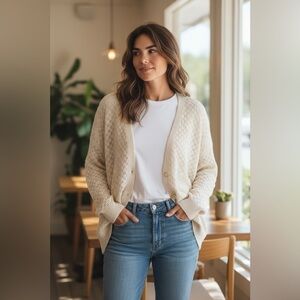 Twik Crochet Fine Knit Cardigan - Size Large